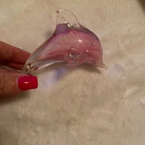Pink Glass Dolphin Figurine
